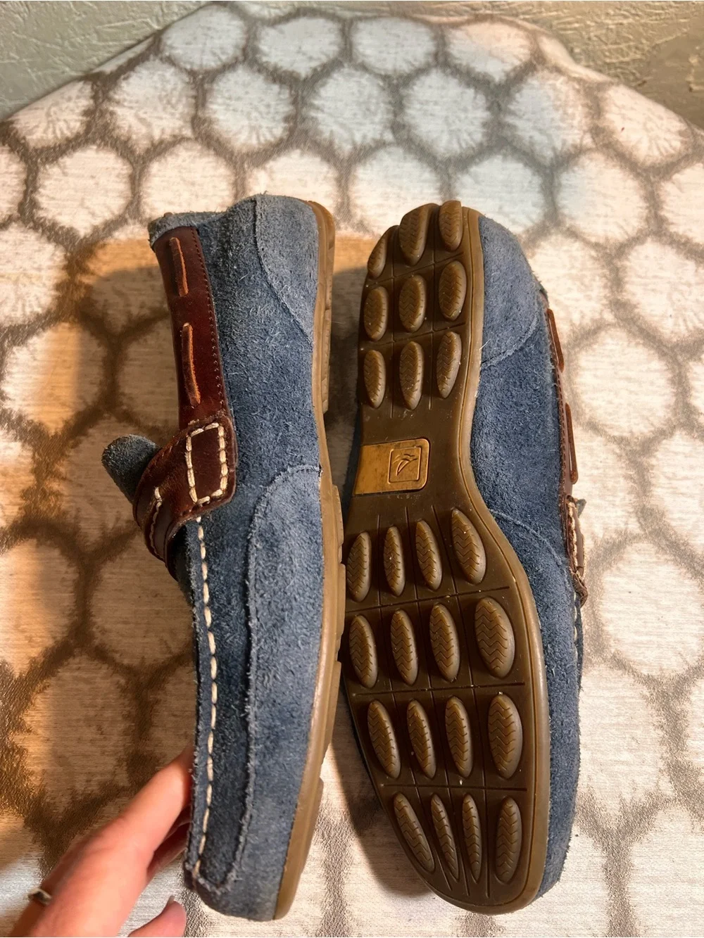 Sperry Men’s Blue Suede Driving Loafers with Brown Leather Trim